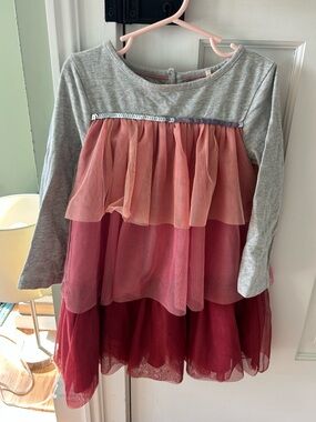 Mini Boden Girls Knit Dress with Pink Ombré Tiers